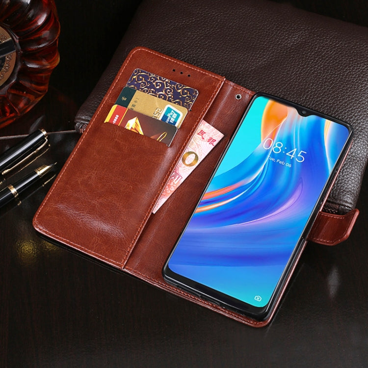 idewei Crazy Horse Texture Horizontal Flip Leather Case with Holder & Card Slots & Wallet For Tecno Spark 7P(Red)