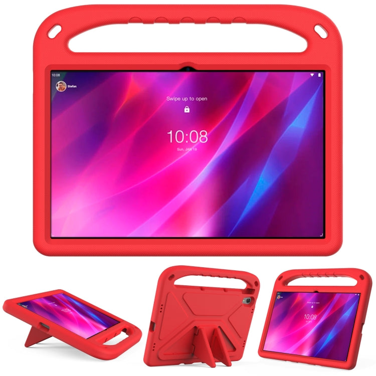For Lenovo Tab P11 TB-J606F / Tab P11 Plus TB-J607F Portable Handle EVA Shockproof Anti Falling Protective Case with Triangle Holder(Red)