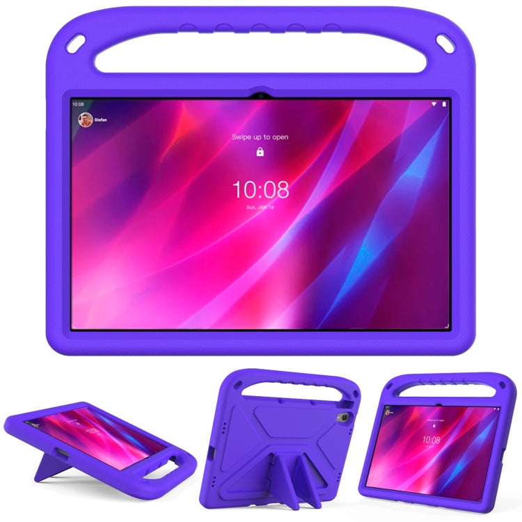 For Lenovo Tab P11 TB-J606F / Tab P11 Plus TB-J607F Portable Handle EVA Shockproof Anti Falling Protective Case with Triangle Holder(Purple)