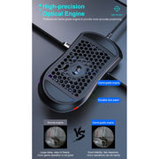 iMICE T60 7-key Custom Colorful Luminous Wired Honeycomb Gaming Mouse, Cable Length: 1.8m(Black)