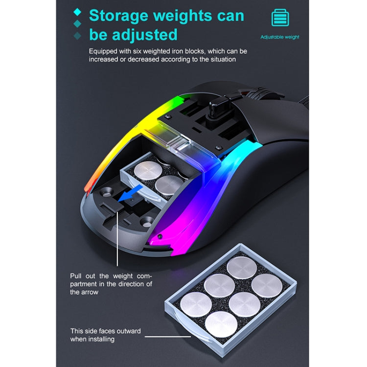 iMICE T60 7-key Custom Colorful Luminous Wired Honeycomb Gaming Mouse, Cable Length: 1.8m(Black)