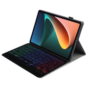 A0N5BS Ultra-thin Tri-color Backlight Detachable Lambskin Texture TPU Bluetooth Keyboard Leather Tablet Case with Holder For Xiaomi Pad 5 / 5 Pro(Black)