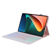 A0N5BS Ultra-thin Tri-color Backlight Detachable Lambskin Texture TPU Bluetooth Keyboard Leather Tablet Case with Holder For Xiaomi Pad 5 / 5 Pro(Pink)