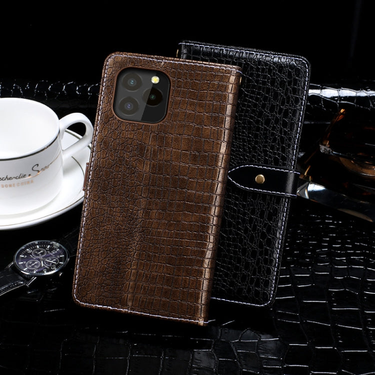 For Oukitel C21 Pro idewei Crocodile Texture Horizontal Flip Leather Case with Holder & Card Slots & Wallet(Black)