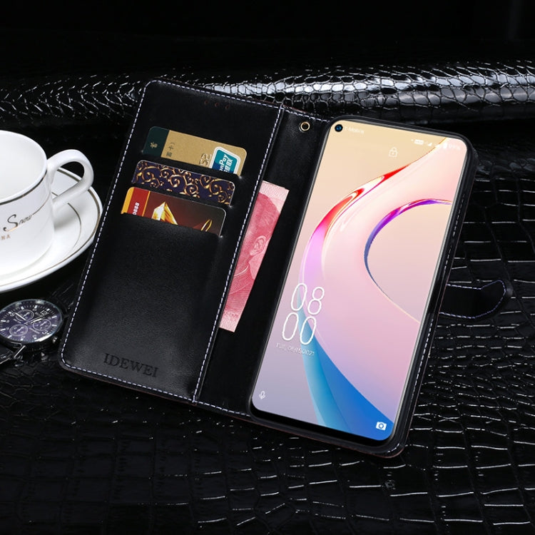 For Oukitel C21 Pro idewei Crocodile Texture Horizontal Flip Leather Case with Holder & Card Slots & Wallet(Black)