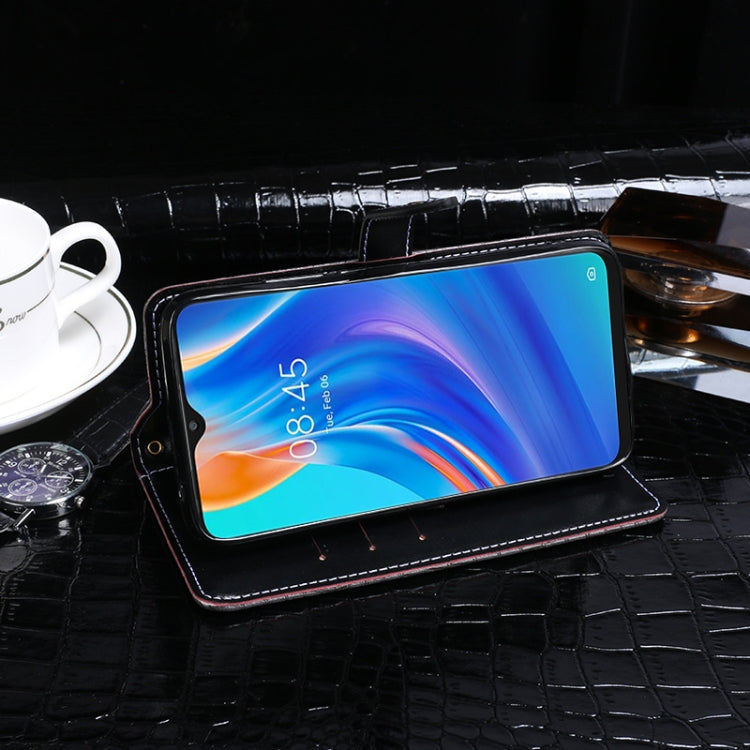 For Tecno Spark 7P idewei Crocodile Texture Horizontal Flip Leather Case with Holder & Card Slots & Wallet(Dark Blue)