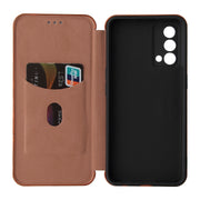 Carbon Fiber Texture Horizontal Flip TPU + PC + PU Leather Case with Card Slot For OPPO Realme GT Master(Brown)