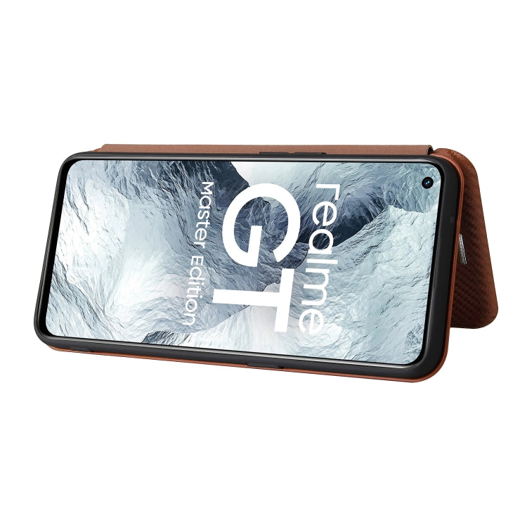 Carbon Fiber Texture Horizontal Flip TPU + PC + PU Leather Case with Card Slot For OPPO Realme GT Master(Brown)