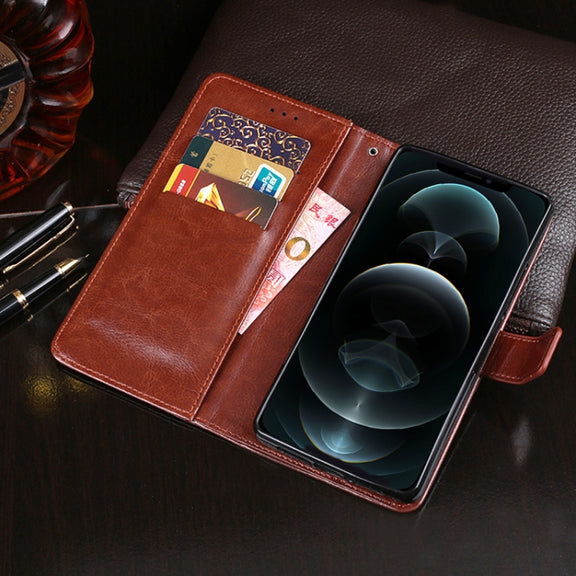 For iPhone 13 mini idewei Crazy Horse Texture Horizontal Flip Leather Case with Holder & Card Slots & Wallet (White)