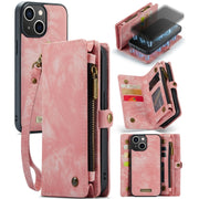 For iPhone 13 CaseMe-008 Detachable Multifunctional Horizontal Flip Leather Case(Pink)