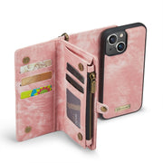 For iPhone 13 CaseMe-008 Detachable Multifunctional Horizontal Flip Leather Case(Pink)