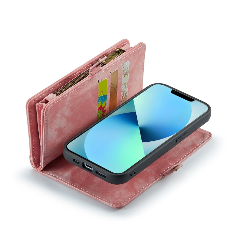 For iPhone 13 CaseMe-008 Detachable Multifunctional Horizontal Flip Leather Case(Pink)