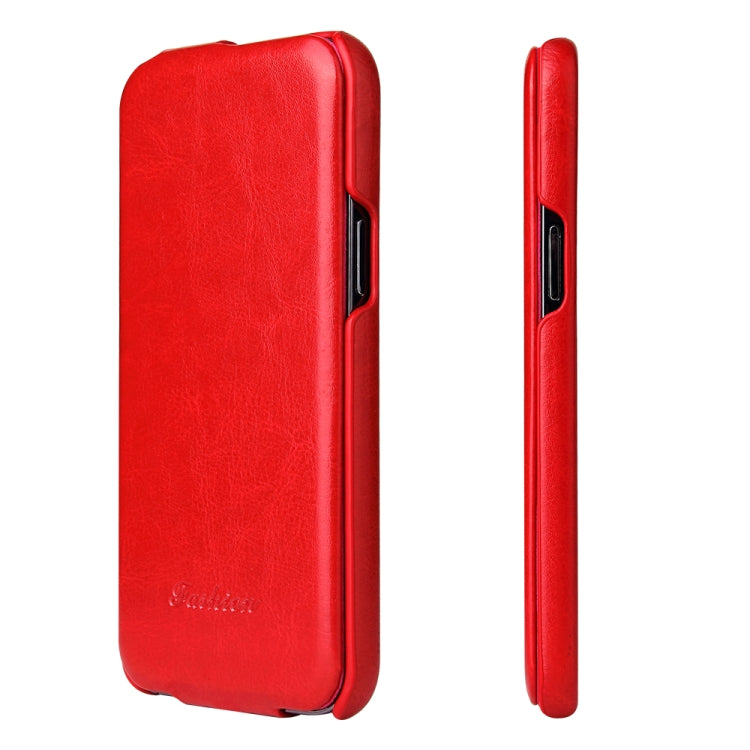 For iPhone 13 Pro Fierre Shann Retro Oil Wax Texture Vertical Flip PU Leather Case (Red)