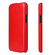 For iPhone 13 Pro Fierre Shann Retro Oil Wax Texture Vertical Flip PU Leather Case (Red)