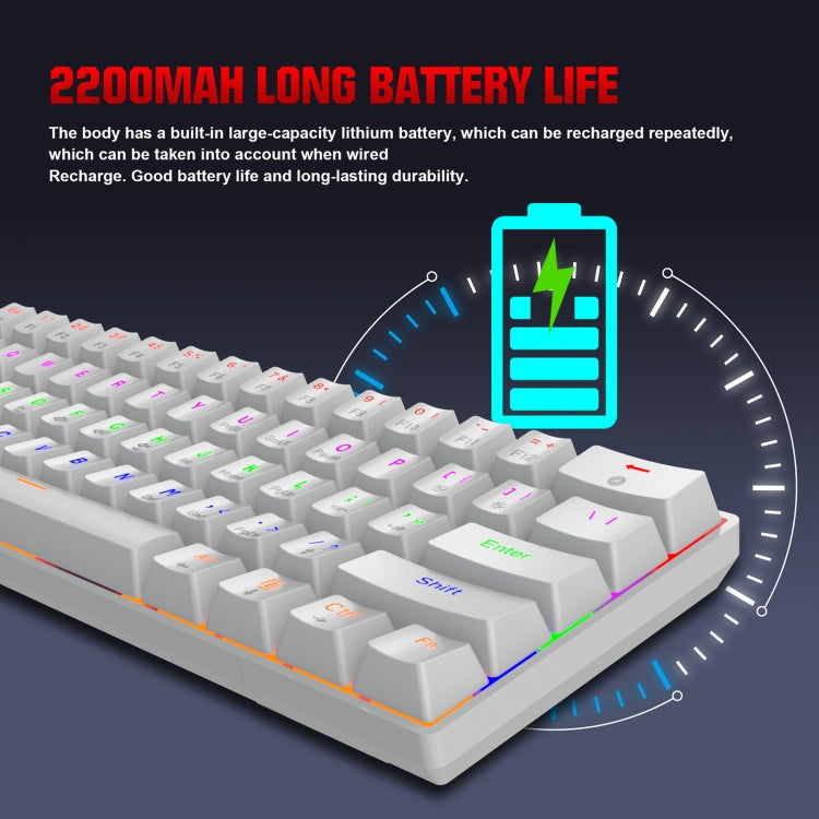 HXSJ L800 61 Keys Bluetooth 5.0 / 2.4G Wireless / Type-C Wired Three Modes Blue Shaft Mechanical Keyboard(Black)