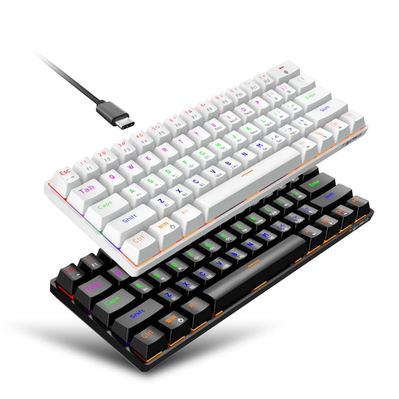 HXSJ L800 61 Keys Bluetooth 5.0 / 2.4G Wireless / Type-C Wired Three Modes Blue Shaft Mechanical Keyboard(Black)