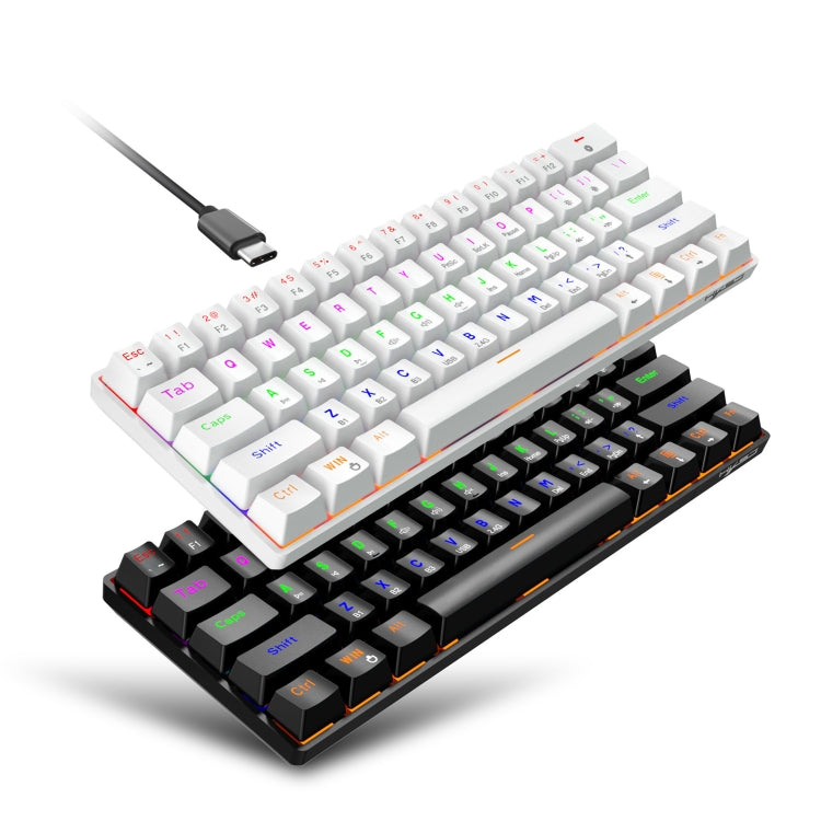HXSJ L800 61 Keys Bluetooth 5.0 / 2.4G Wireless / Type-C Wired Three Modes Blue Shaft Mechanical Keyboard(Black)