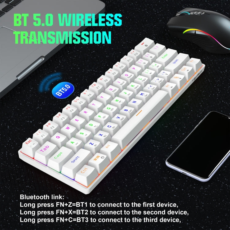 HXSJ L800 61 Keys Bluetooth 5.0 / 2.4G Wireless / Type-C Wired Three Modes Blue Shaft Mechanical Keyboard(Black)