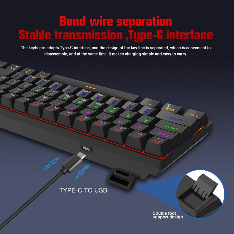 HXSJ L800 61 Keys Bluetooth 5.0 / 2.4G Wireless / Type-C Wired Three Modes Blue Shaft Mechanical Keyboard(Black)