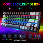 HXSJ V800 68 Keys Type-C Wired Cool Backlight Mechanical Keyboard(Blue Shaft)
