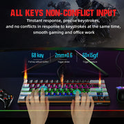 HXSJ V800 68 Keys Type-C Wired Cool Backlight Mechanical Keyboard(Blue Shaft)