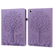 For Lenovo Tab M10 HD Gen 2 Tree & Deer Pattern Pressed Printing Horizontal Flip PU Leather Case with Holder & Card Slots(Purple)
