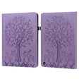 For Amazon Kindle Fire HD 10 / 10 Plus 2021 Tree & Deer Pattern Pressed Printing Horizontal Flip PU Leather Case with Holder & Card Slots(Purple) - Amazon by PMC TechLife | Online Shopping South Africa | PMC TechLife | Buy Now Pay Later Mobicred