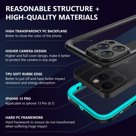 For iPhone 13 Pro RedPepper Transparent Dot Shockproof Water-resistant PC + TPU Protective Case  (Blue)