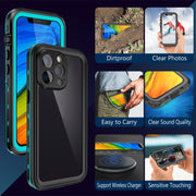For iPhone 13 Pro RedPepper Transparent Dot Shockproof Water-resistant PC + TPU Protective Case  (Blue)