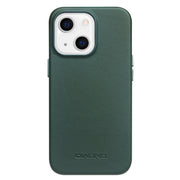 For iPhone 13 QIALINO Nappa Cowhide MagSafe Magnetic Protective Case(Dark Green)