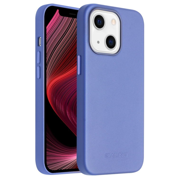 For iPhone 13 QIALINO Nappa Cowhide MagSafe Magnetic Protective Case(Blue)