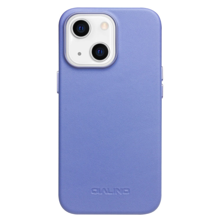 For iPhone 13 QIALINO Nappa Cowhide MagSafe Magnetic Protective Case(Blue)