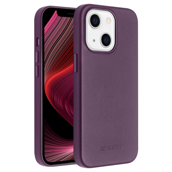 For iPhone 13 QIALINO Nappa Cowhide MagSafe Magnetic Protective Case(Purple Crystal)