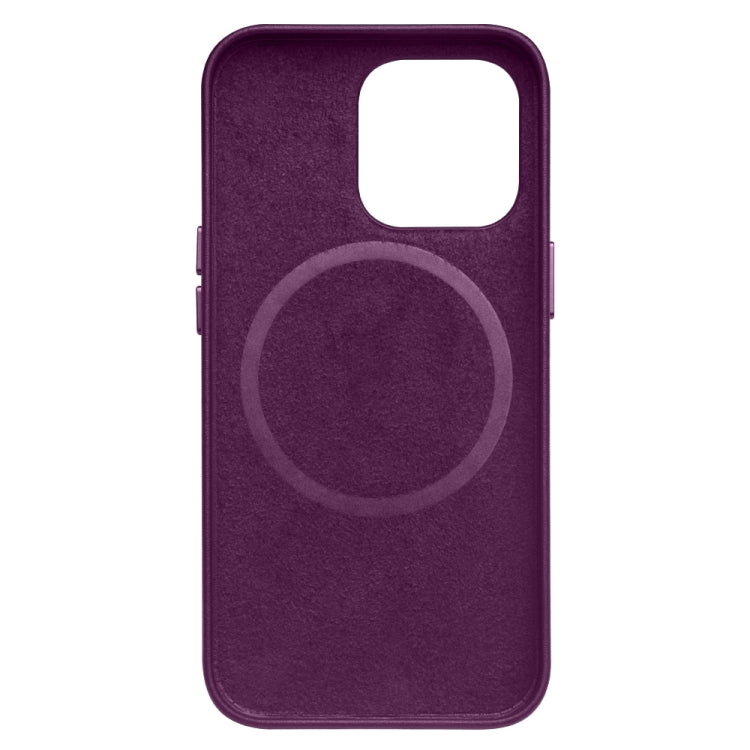 For iPhone 13 mini QIALINO Nappa Cowhide MagSafe Magnetic Protective Case (Purple Crystal)