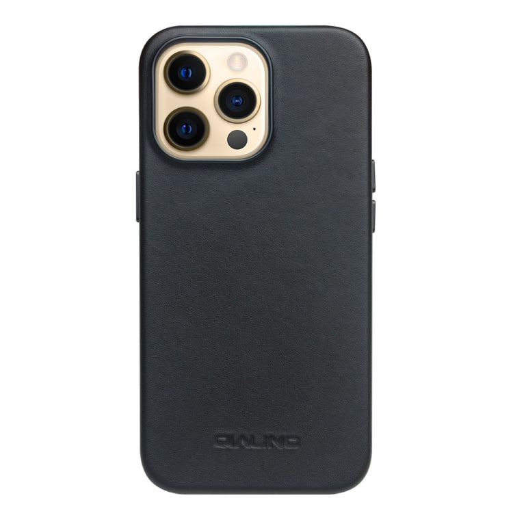 For iPhone 13 Pro QIALINO Nappa Cowhide MagSafe Magnetic Protective Case (Black)