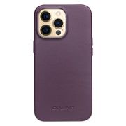 For iPhone 13 Pro QIALINO Nappa Cowhide MagSafe Magnetic Protective Case (Purple Crystal)