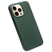 For iPhone 13 Pro Max QIALINO Nappa Cowhide MagSafe Magnetic Protective Case (Dark Green)