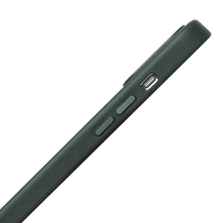 For iPhone 13 Pro Max QIALINO Nappa Cowhide MagSafe Magnetic Protective Case (Dark Green)