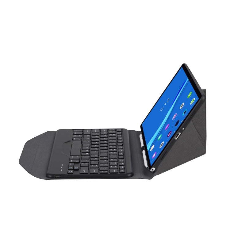BM10 Diamond Texture Detachable Bluetooth Keyboard Leather Tablet Case with Pen Slot & Triangular Back Support For Lenovo Smart Tab M10 HPD Plus TB-X606F 10.3 inch(Black)
