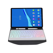 BM10S Backlight Edition Diamond Texture Detachable Bluetooth Keyboard Leather Tablet Case with Pen Slot & Triangular Back Support For Lenovo Smart Tab M10 HPD Plus TB-X606F 10.3 inch(Black White)