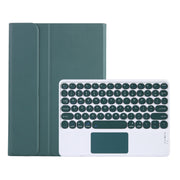 Y0N5-A TPU Tablet Case Lambskin Texture Round Keycap Bluetooth Keyboard Leather Tablet Case with Holder & Touchpad For Xiaomi Pad 5 / 5 Pro(Dark Green + Dark Green)