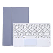 Y0N5-A TPU Tablet Case Lambskin Texture Round Keycap Bluetooth Keyboard Leather Tablet Case with Holder & Touchpad For Xiaomi Pad 5 / 5 Pro(Purple)