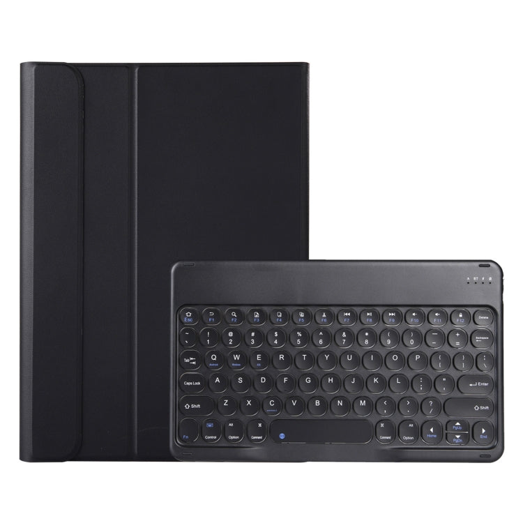 Y0N5 TPU Tablet Case Lambskin Texture Round Keycap Bluetooth Keyboard Leather Tablet Case with Holder For Xiaomi Pad 5 / 5 Pro(Black)
