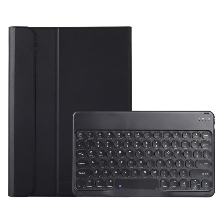 Y0N5 TPU Tablet Case Lambskin Texture Round Keycap Bluetooth Keyboard Leather Tablet Case with Holder For Xiaomi Pad 5 / 5 Pro(Black)