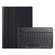 Y0N5 TPU Tablet Case Lambskin Texture Round Keycap Bluetooth Keyboard Leather Tablet Case with Holder For Xiaomi Pad 5 / 5 Pro(Black)