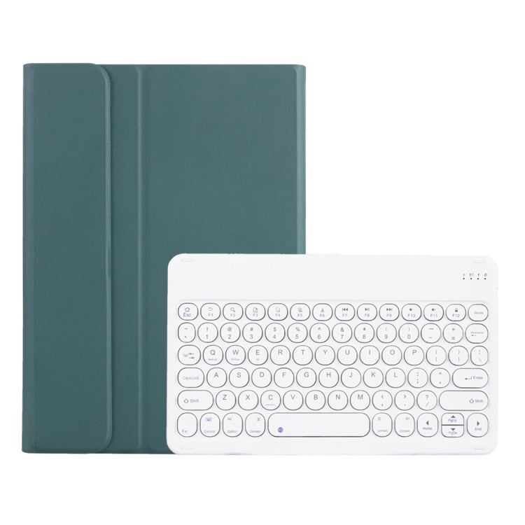 Y0N5 TPU Tablet Case Lambskin Texture Round Keycap Bluetooth Keyboard Leather Tablet Case with Holder For Xiaomi Pad 5 / 5 Pro(Dark Green)