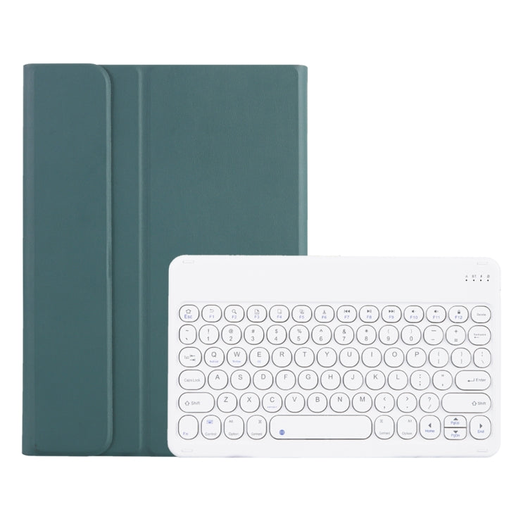 Y0N5 TPU Tablet Case Lambskin Texture Round Keycap Bluetooth Keyboard Leather Tablet Case with Holder For Xiaomi Pad 5 / 5 Pro(Dark Green)