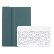 Y0N5 TPU Tablet Case Lambskin Texture Round Keycap Bluetooth Keyboard Leather Tablet Case with Holder For Xiaomi Pad 5 / 5 Pro(Dark Green)
