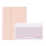 Y0N5 TPU Tablet Case Lambskin Texture Round Keycap Bluetooth Keyboard Leather Tablet Case with Holder For Xiaomi Pad 5 / 5 Pro(Pink + Pink)