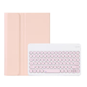 Y0N5 TPU Tablet Case Lambskin Texture Round Keycap Bluetooth Keyboard Leather Tablet Case with Holder For Xiaomi Pad 5 / 5 Pro(Pink + Pink)